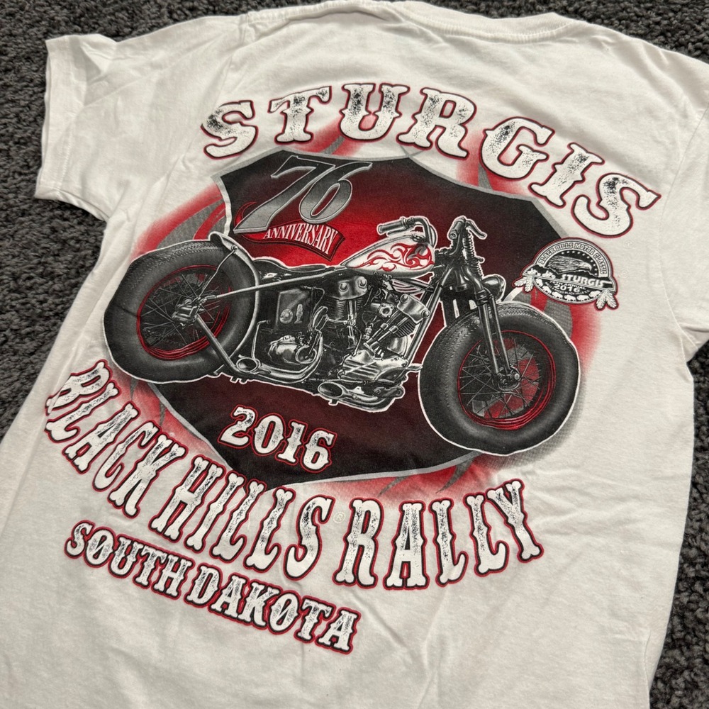 Vintage Sturgis Black Hills Rally T Shirt Mens White Excellent Graphic Tee S